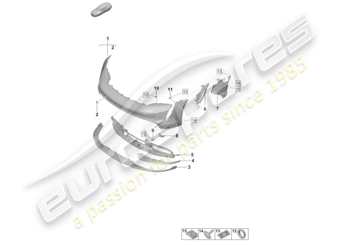 porsche 2023 (taycan 9j1-1) bumper front sport design package parts diagram