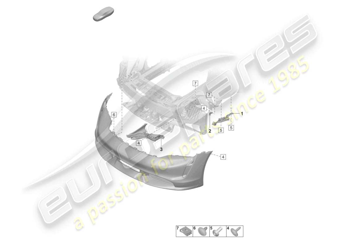 porsche 2023 (taycan 9j1-1) bumper front fasteners parts diagram