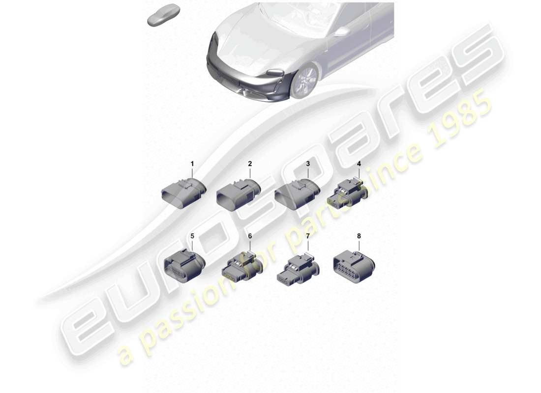 porsche 2023 (taycan 9j1-1) connector housing front for bumper and lighting parts diagram