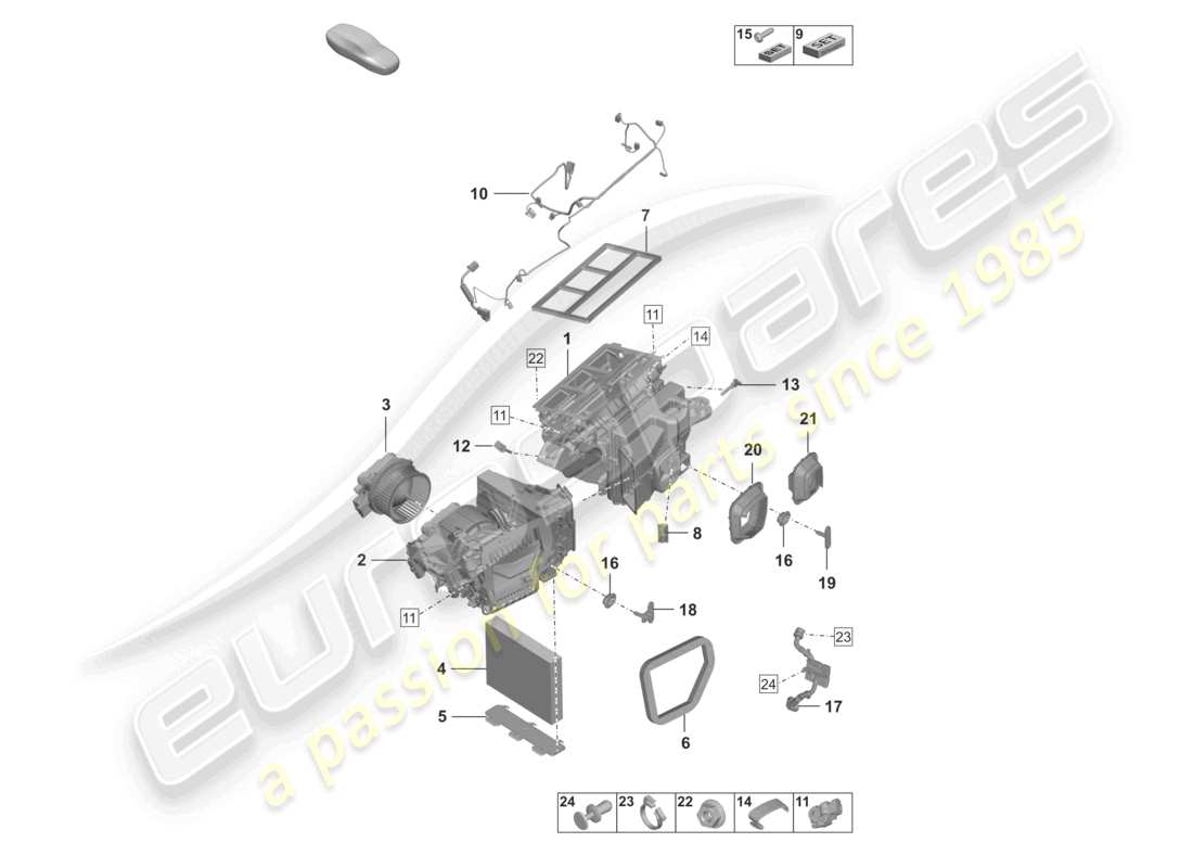 porsche 2025 (992-2 turbo / s) air conditioning parts diagram