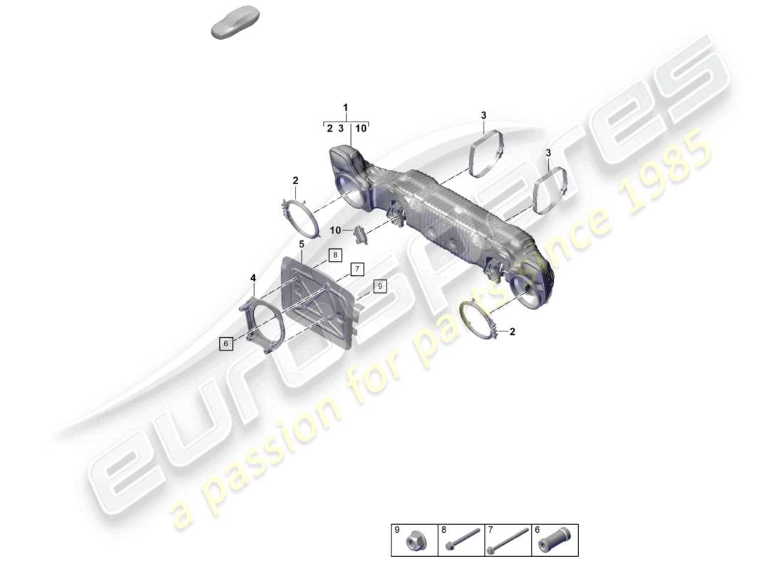 porsche 2023 (992-1 gt3/rs/st) silencer parts diagram