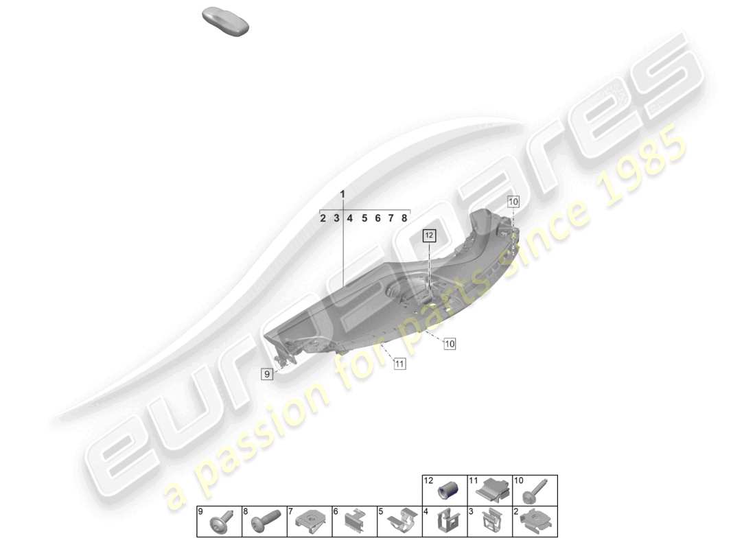 porsche 2025 (taycan 9j1-2) instrument panel trim upper part with: fasteners parts diagram