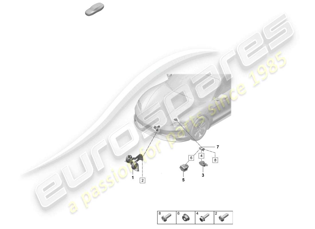 porsche 2025 (taycan 9j1-2) fanfare signal horn alarm system parts diagram