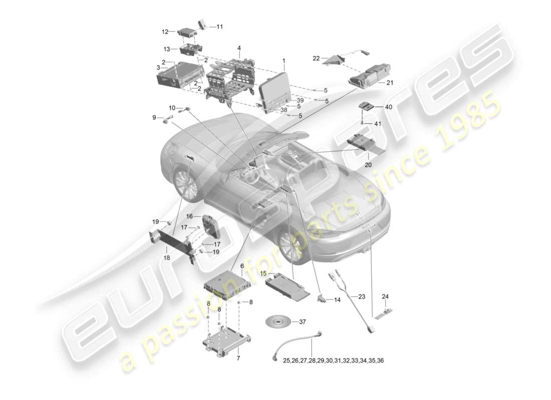 porsche 2023 (718 boxster) control panel navigation system central computer tv microphone camera part diagram