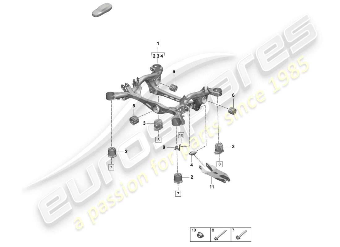 porsche 2024 (macan-e) suspension sub-frame rear axle part diagram
