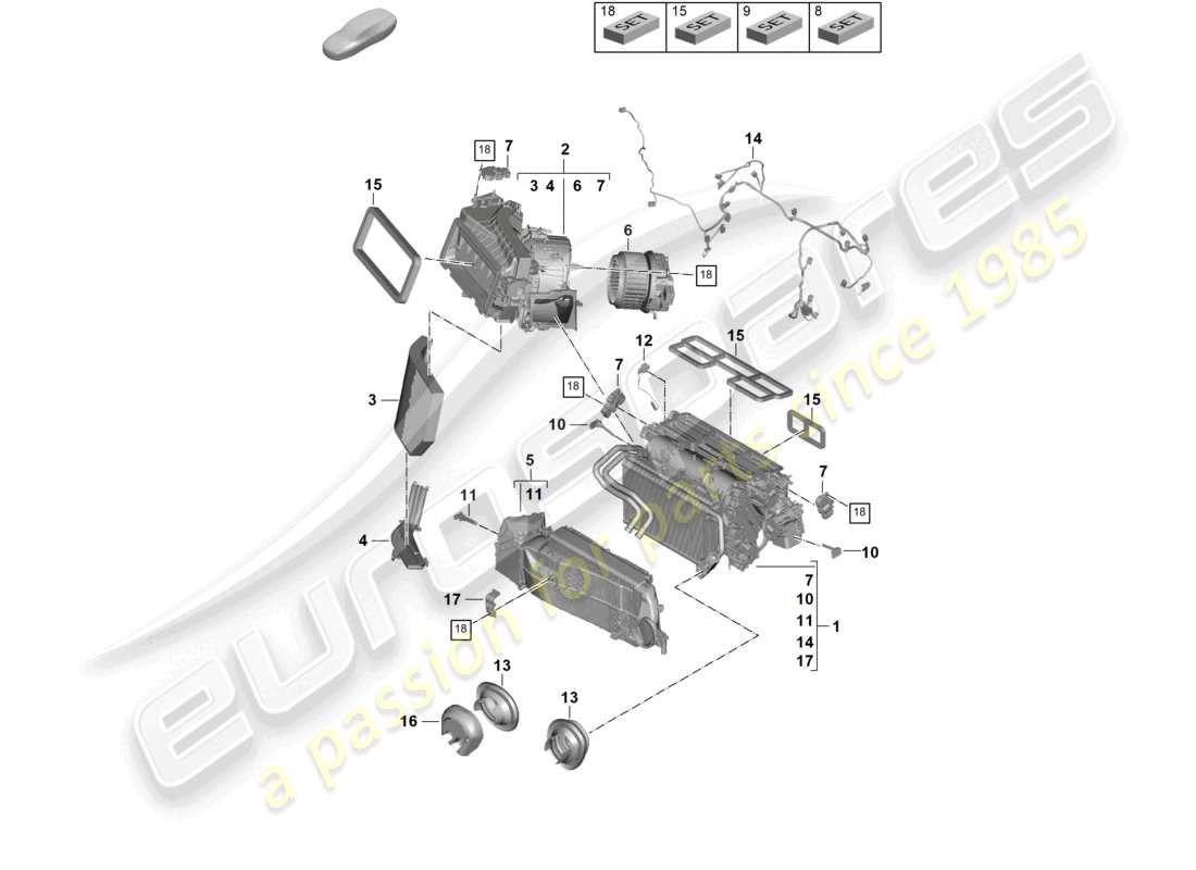 porsche 2024 (panamera 976) air conditioning 2-zone air-conditioning system part diagram