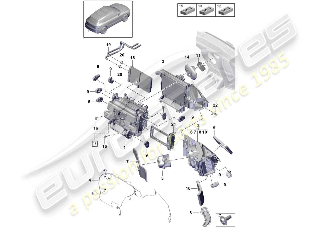 porsche 2024 (cayenne e3 9ya/9yb) air conditioning phev parts diagram