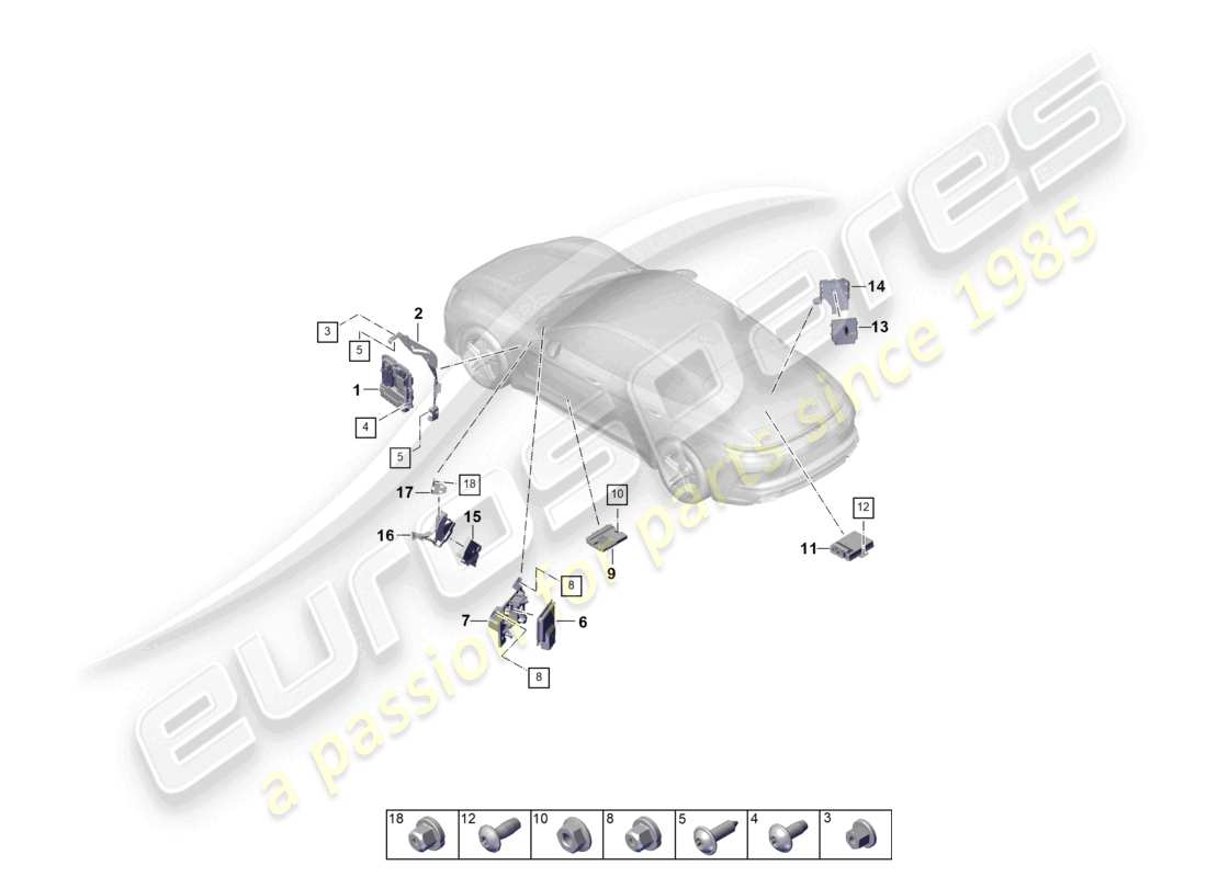 porsche 2024 (panamera 976) control units engine gearbox fuel pump control unit for thermomanagement control unit for gateway part diagram