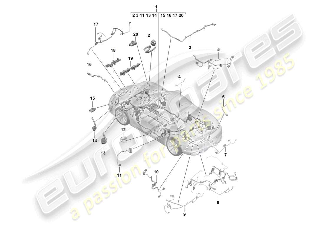 porsche 2024 (718 boxster spyder) wiring looms passenger compartment and part section wiring harness parts diagram