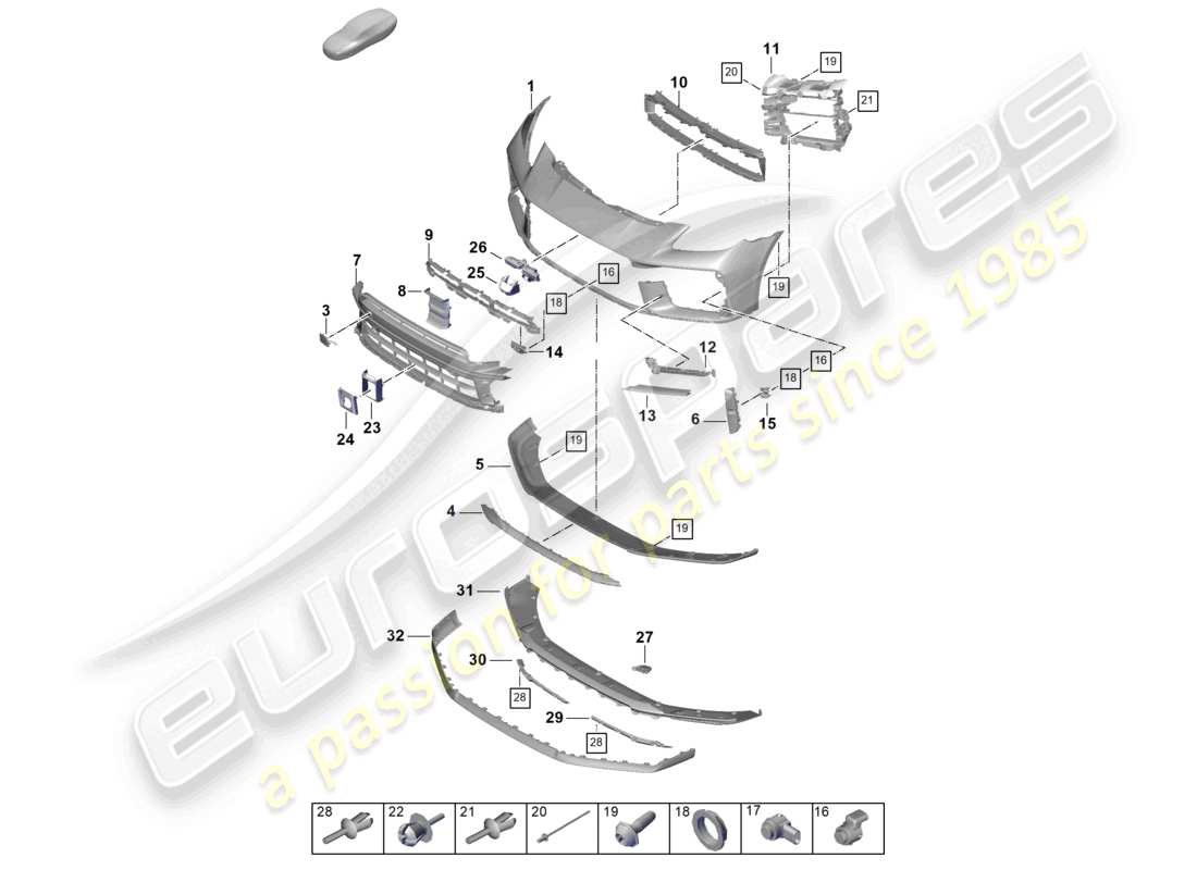 porsche 2024 (panamera 976) bumper front part diagram
