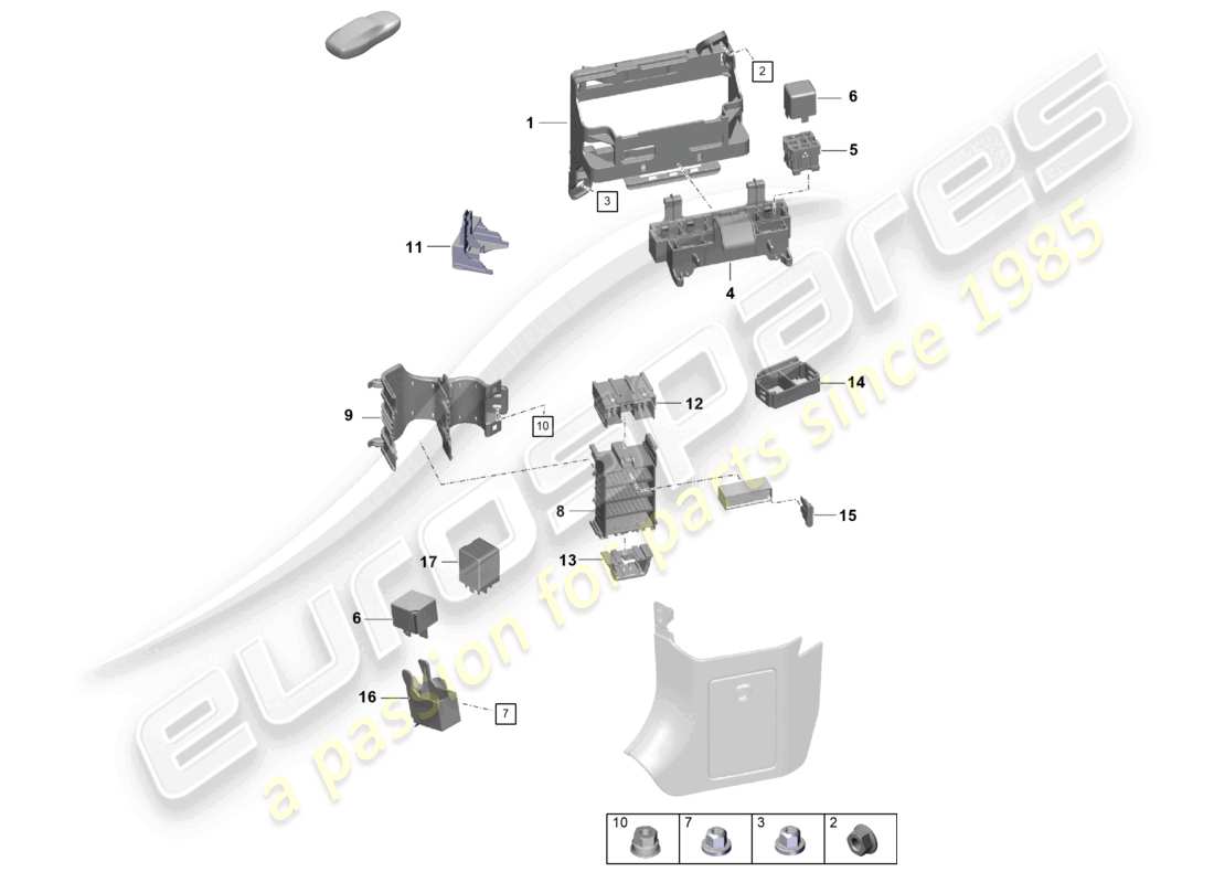 porsche 2026 (718 boxster spyder) central electrics dashboard part diagram