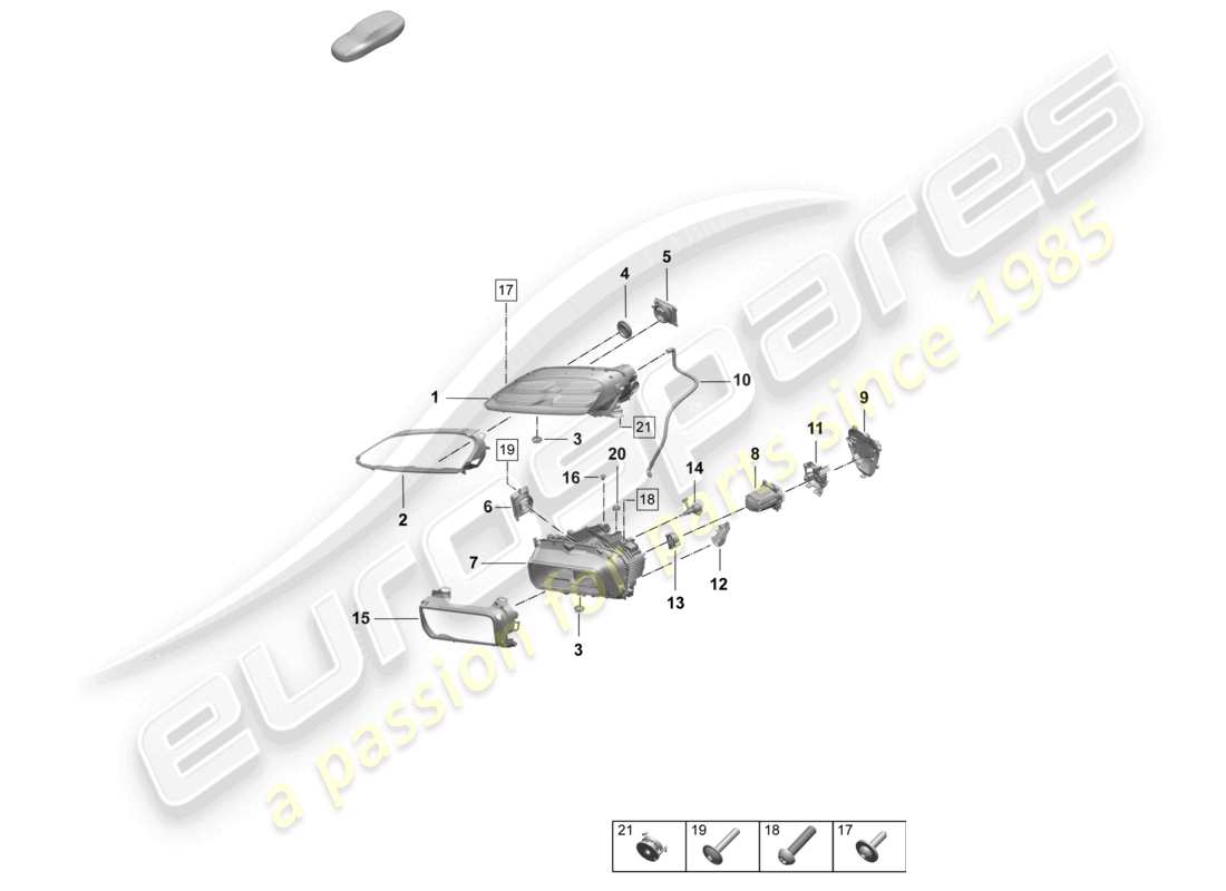 porsche 2024 (macan-e) led headlight basic control unit pdls+ securing element part diagram
