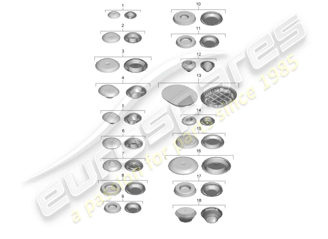 porsche 2021 (718 cayman gt4) bungs part diagram