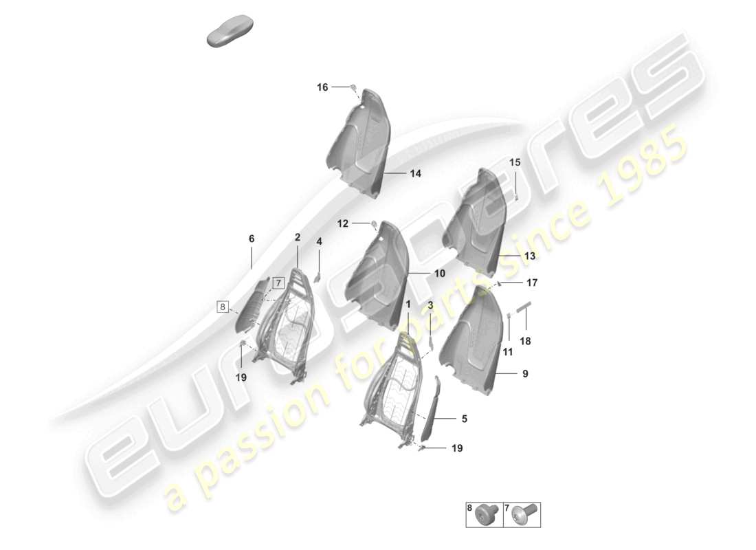 porsche 2022 (992-1 gt3/rs/st) backrest frame parts diagram