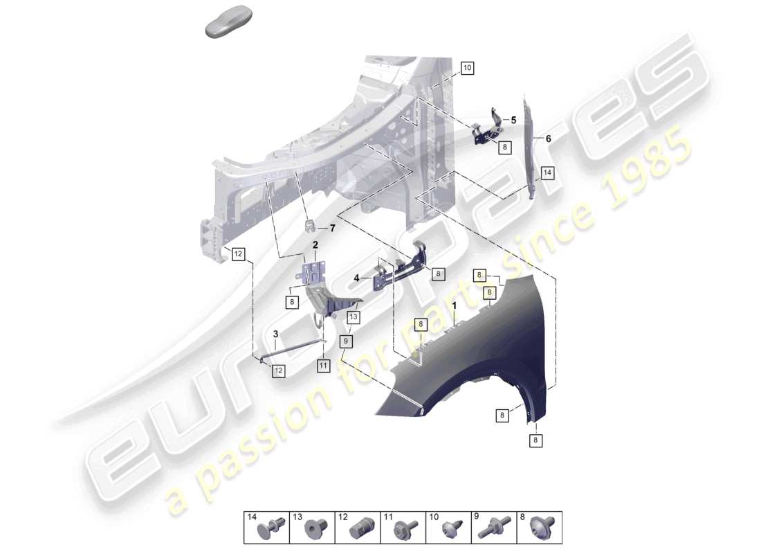 porsche 2024 (cayenne e3 pa) wing part diagram