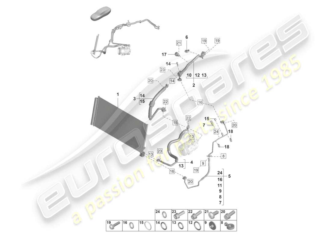 porsche 2021 (panamera 971-2) refrigerant circuit v6 bt r1234yf coolant part diagram