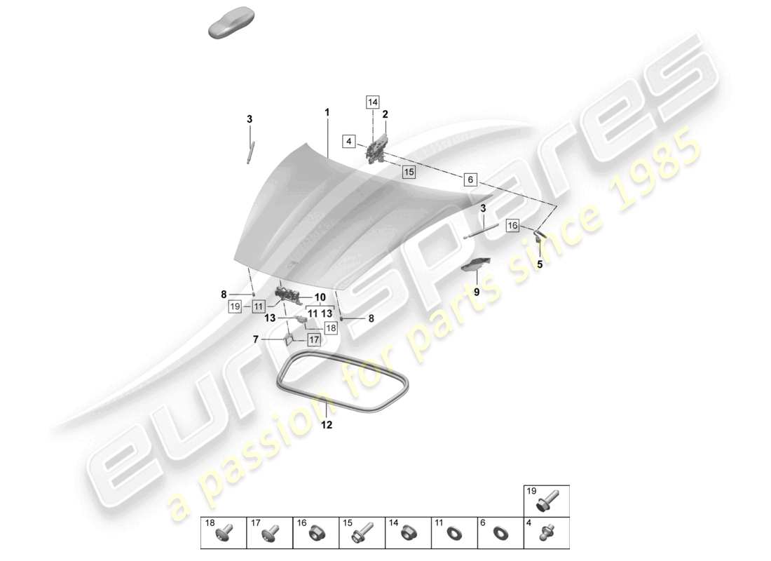 porsche 2025 (taycan 9j1-2) cover front parts diagram