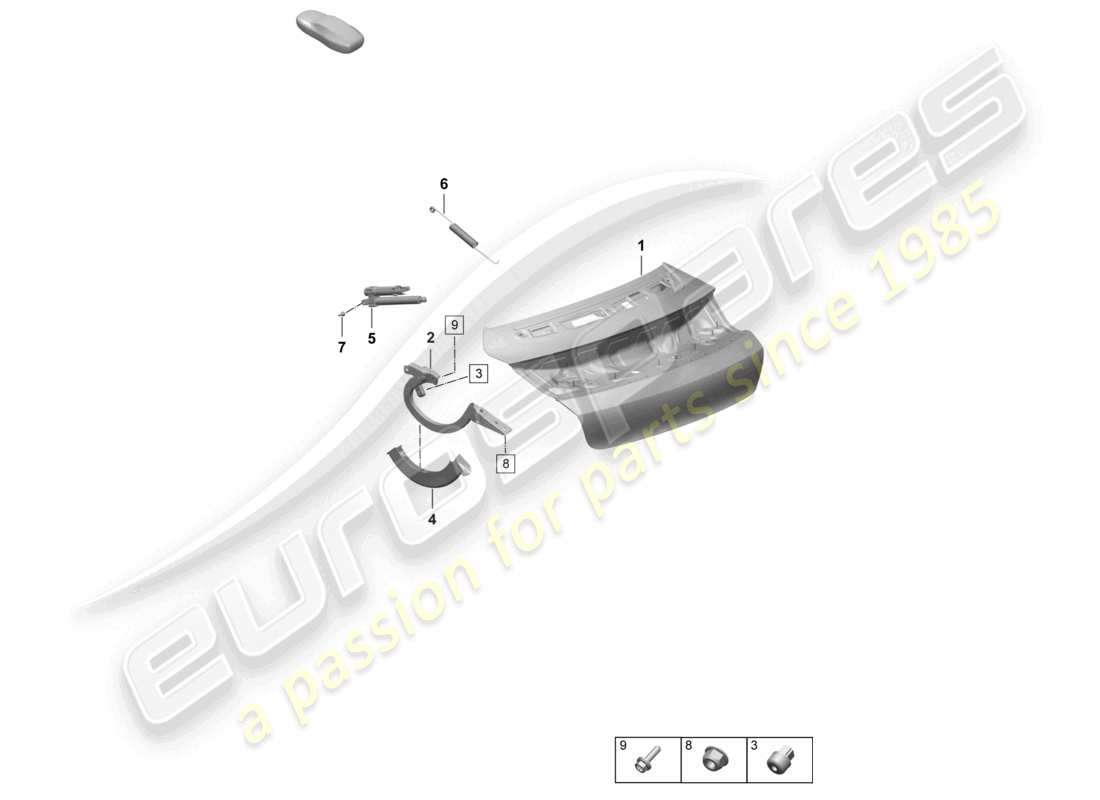 porsche 2025 (taycan 9j1-2) rear lid parts diagram