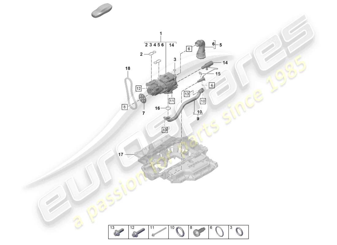 porsche 2022 (718 boxster spyder) oil pump parts diagram