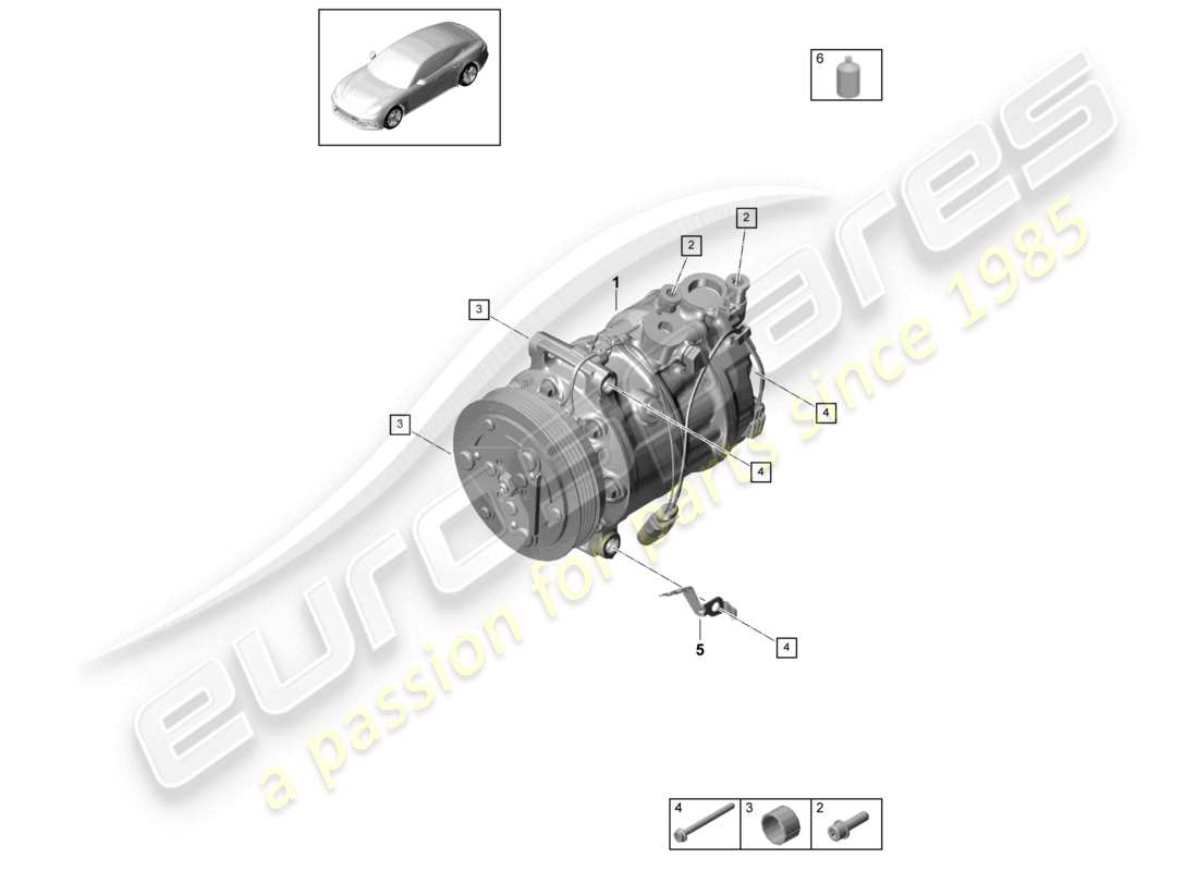porsche 2021 (panamera 971-1) compressor air conditioning r134a part diagram