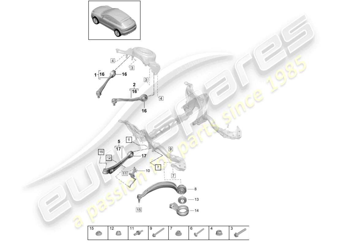 porsche 2022 (macan) wishbone guide level sensor part diagram