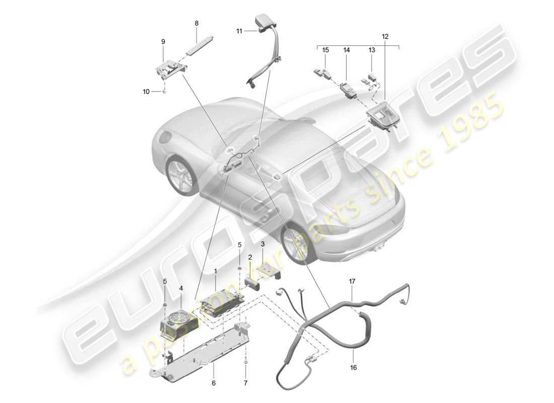 porsche 2024 (718 cayman) for models with telephone and emergency call parts diagram