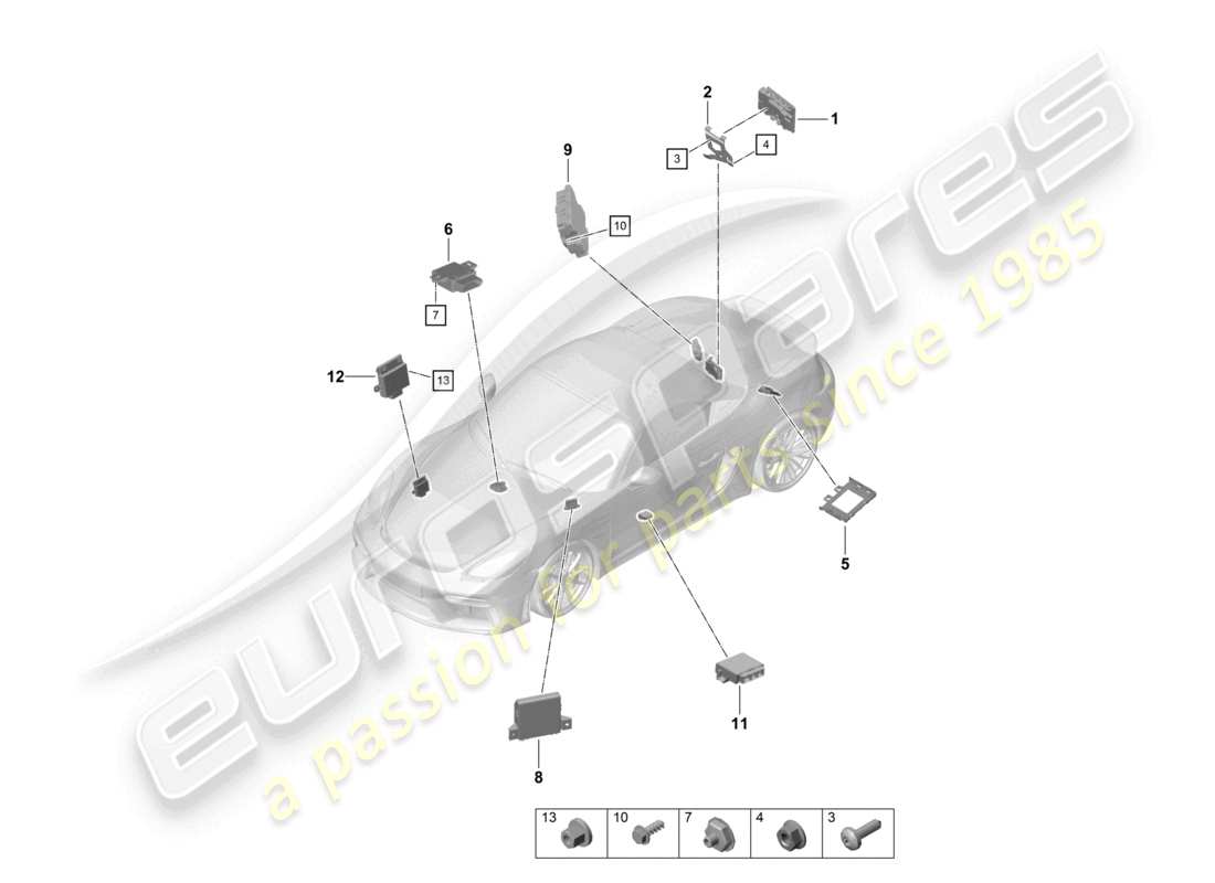 porsche 2024 (718 boxster spyder) control units parts diagram