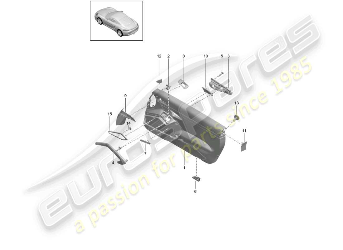 porsche 2022 (718 cayman) door panel accessories trim panel for door trim silver gts 4.0 part diagram