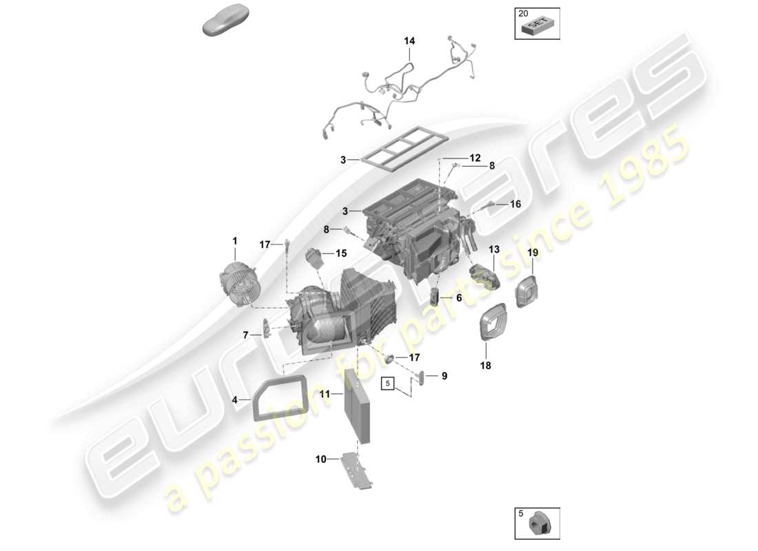porsche 2022 (718 cayman gt4) air con. service device and individual parts part diagram