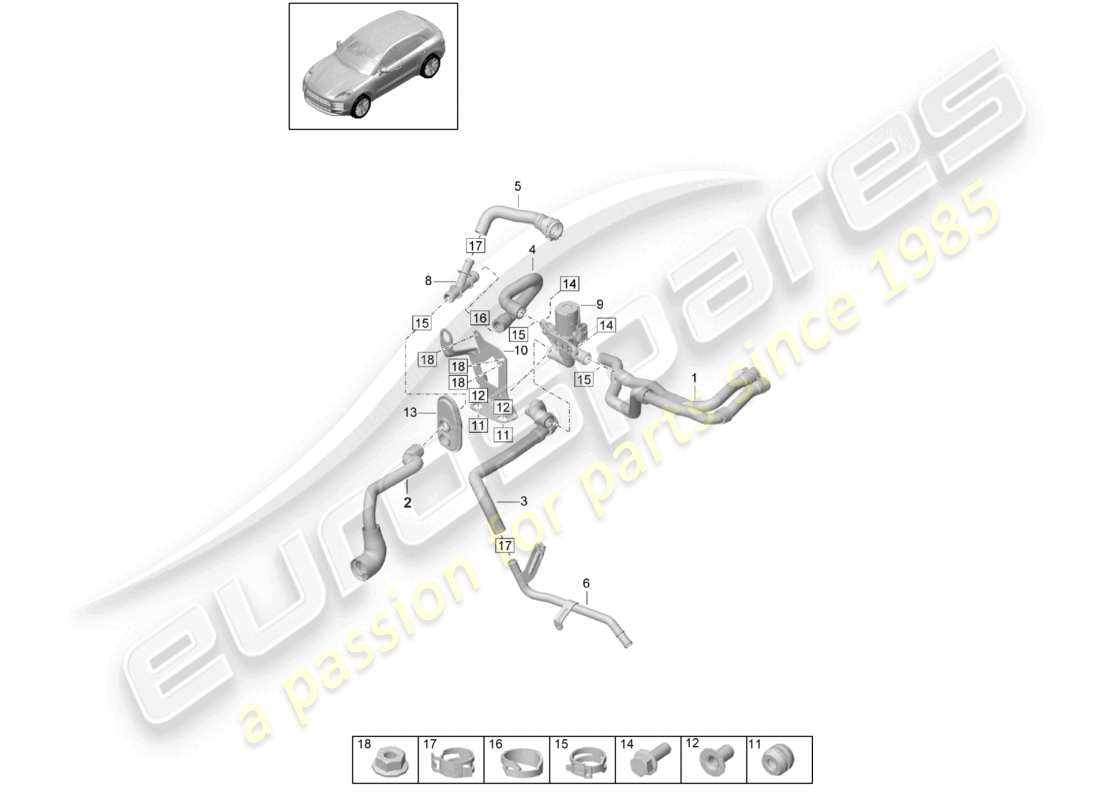 porsche 2021 (macan) heater r4 tfsi; 2,0l water box for models with supplementary heater d >>- mj 2019 part diagram