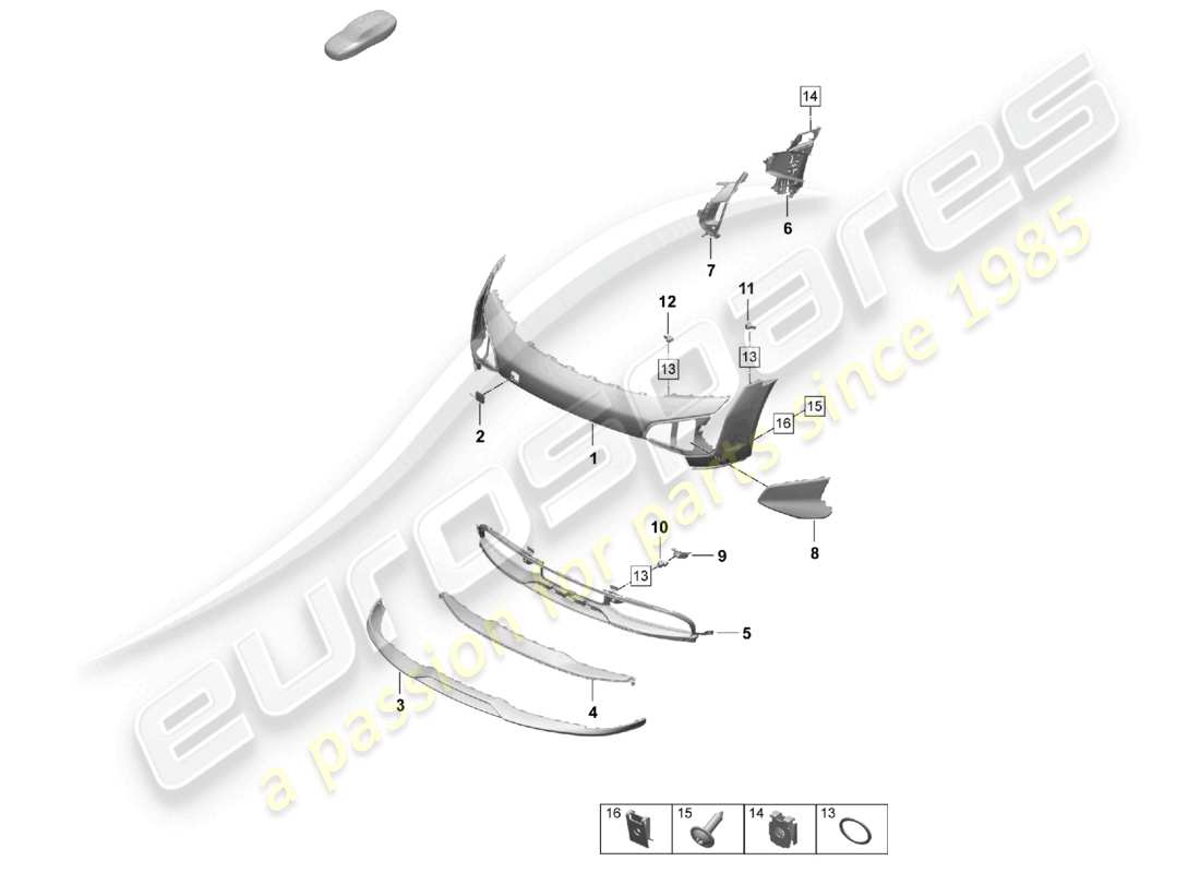 porsche 2025 (taycan 9j1-2) bumper front taycan cross turismo turbo parts diagram