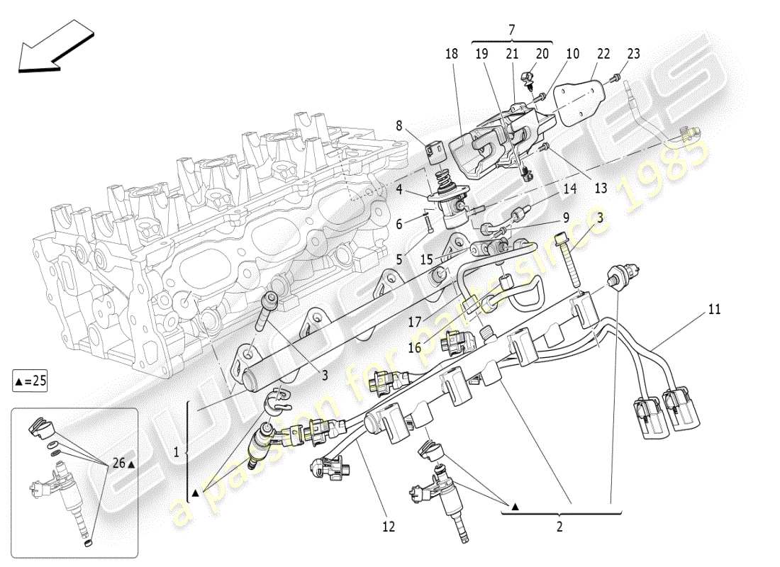 maserati ghibli (2020) fuel pumps and connection lines part diagram