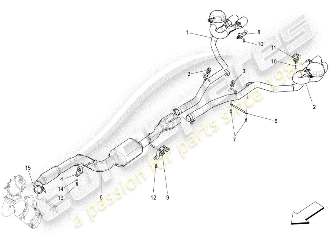 maserati ghibli (2020) silencers part diagram