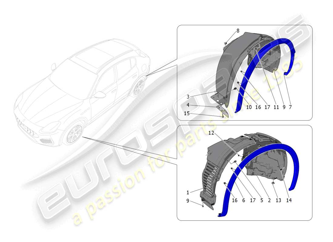 maserati grecale gt (2023) wheelhouse and lids parts diagram