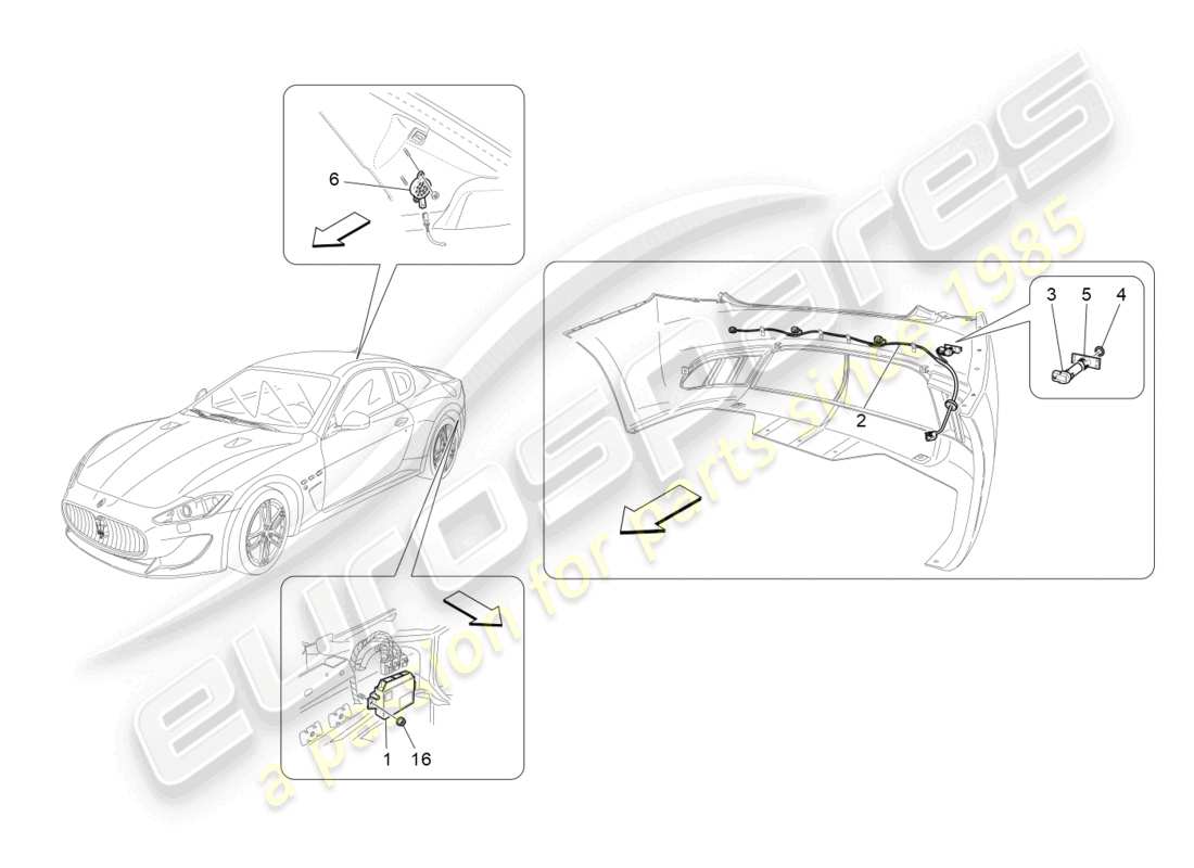 maserati granturismo mc stradale (2012) parking sensors part diagram