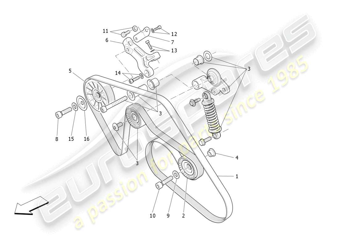 maserati levante gts (2020) auxiliary device belts parts diagram