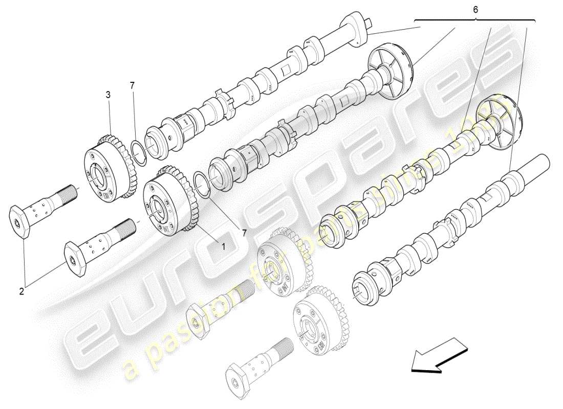 maserati ghibli (2021) rh cylinder head camshafts part diagram