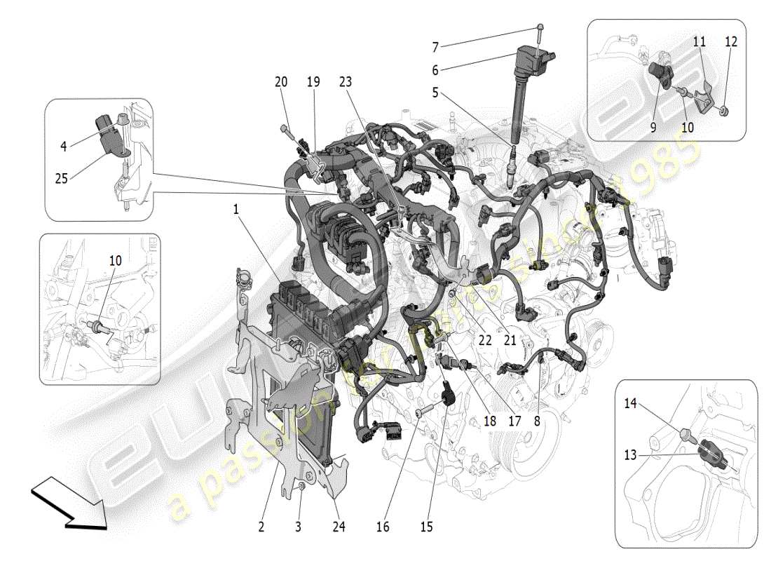 maserati grecale modena (2023) electronic control: injection and engine timing control parts diagram