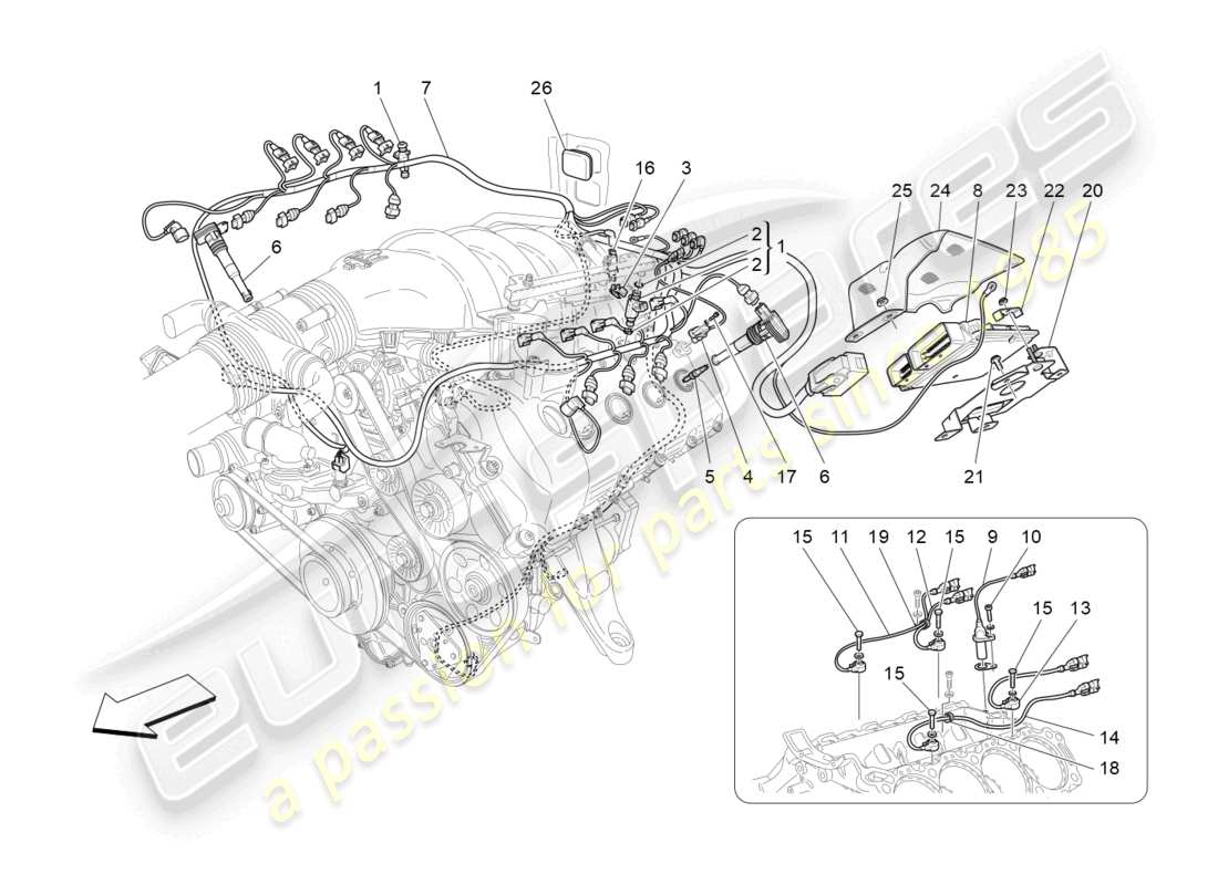 maserati grancabrio mc (2013) electronic control: injection and engine timing control parts diagram