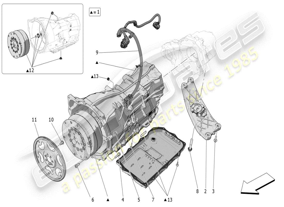 maserati grecale modena (2023) gearbox housings parts diagram