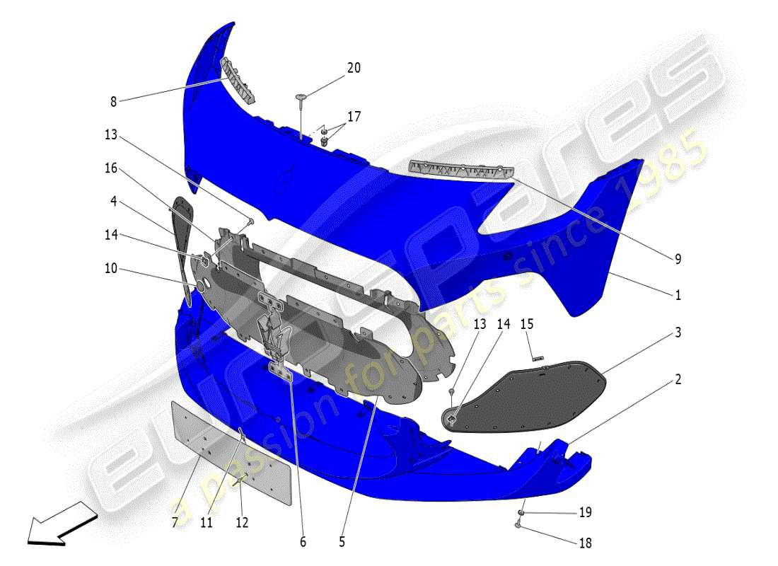 maserati mc20 (2024) front bumper part diagram