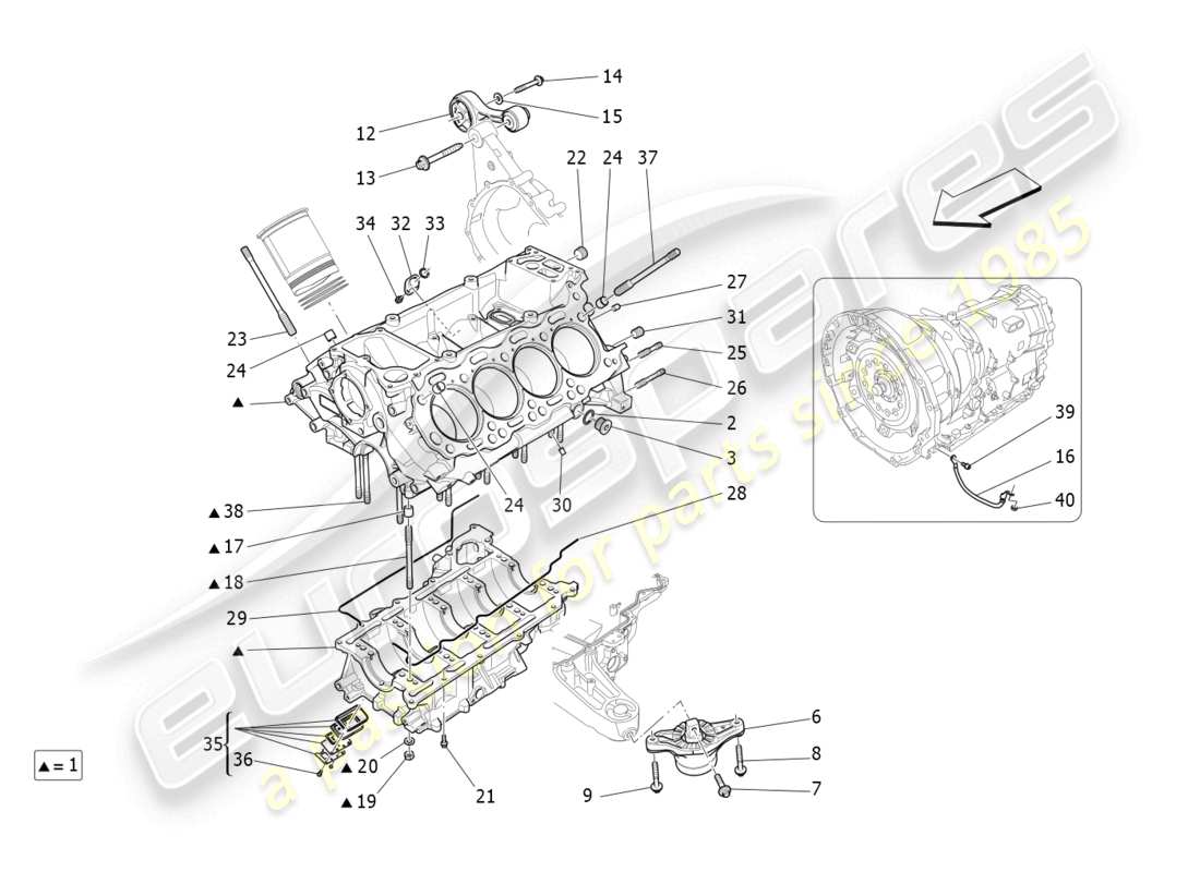 maserati levante gts (2020) crankcase parts diagram
