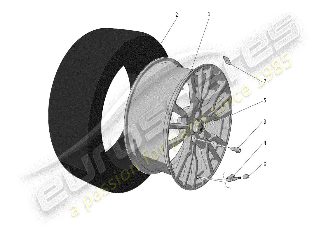 maserati grecale modena (2023) wheels and tyres parts diagram
