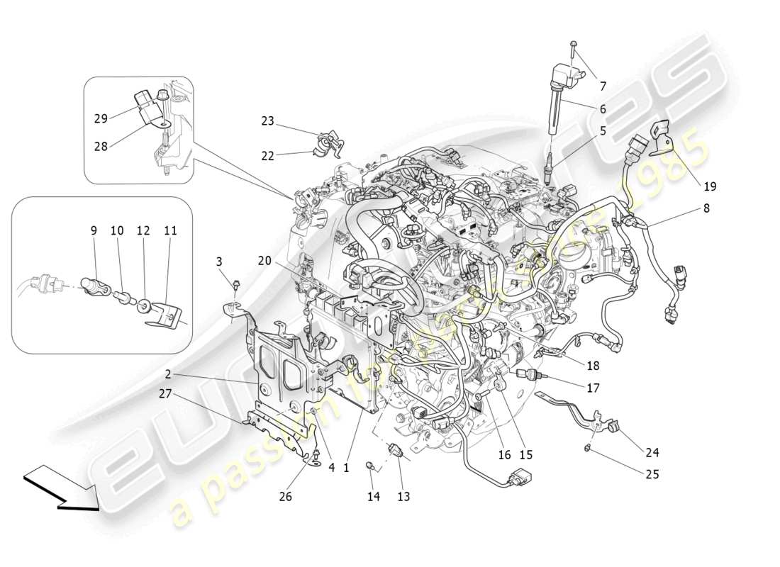 maserati levante gt (2022) electronic control: injection and engine timing control parts diagram