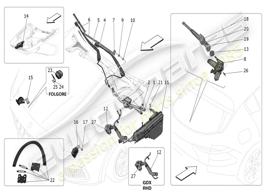 maserati grecale modena (2023) external vehicle devices parts diagram