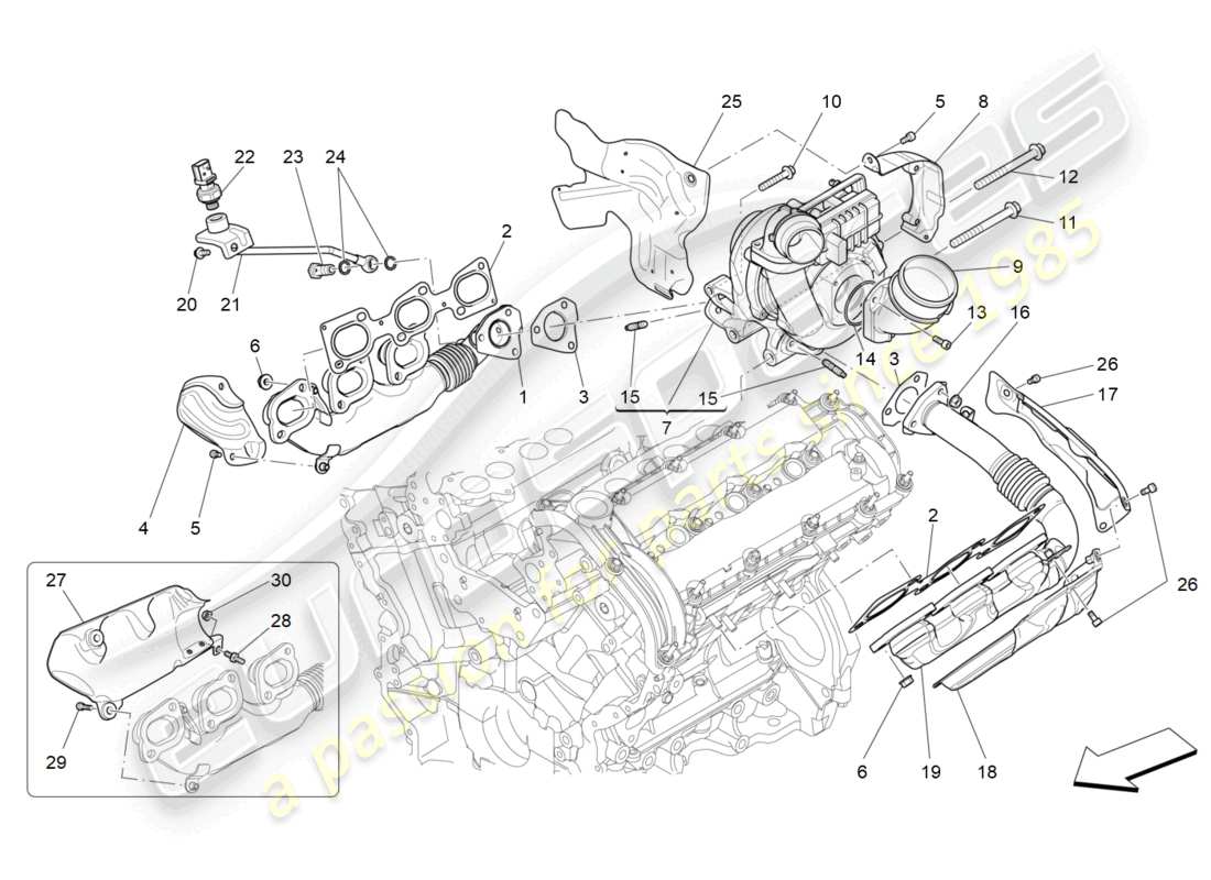 maserati ghibli (2017) turbocharging system: equipments parts diagram