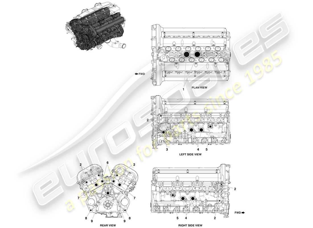 aston martin one-77 (2011) engine core plugs parts diagram