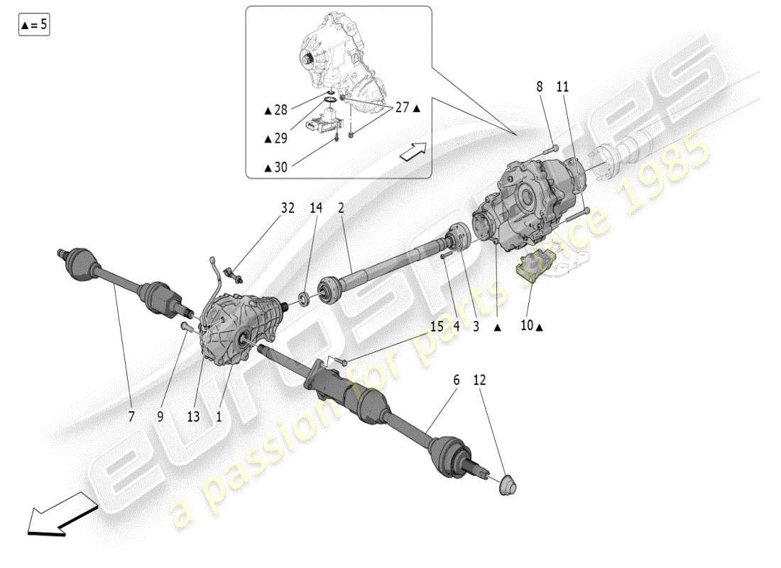 maserati grecale modena (2023) front wheels transmission parts diagram