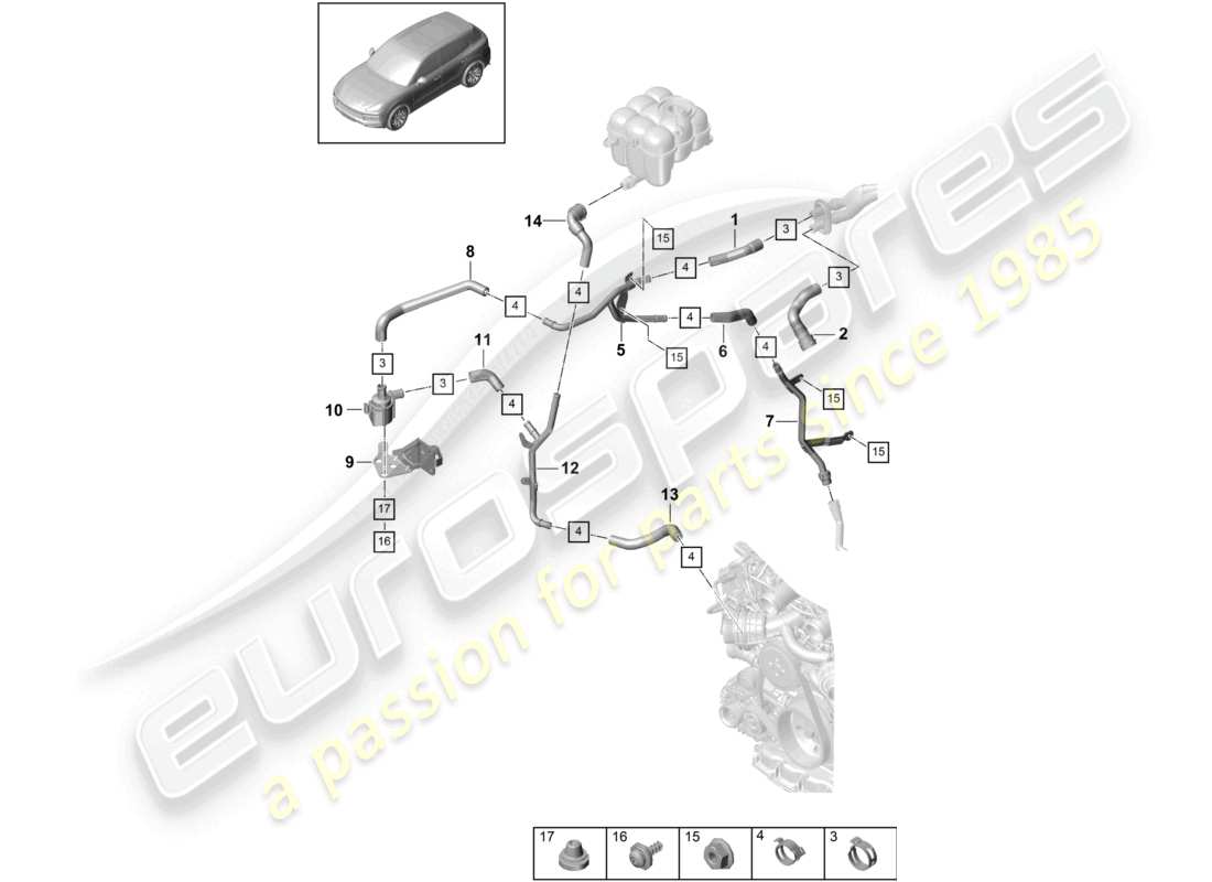 a part diagram from the porsche 2022 (cayenne e3 9ya/9yb) parts catalogue