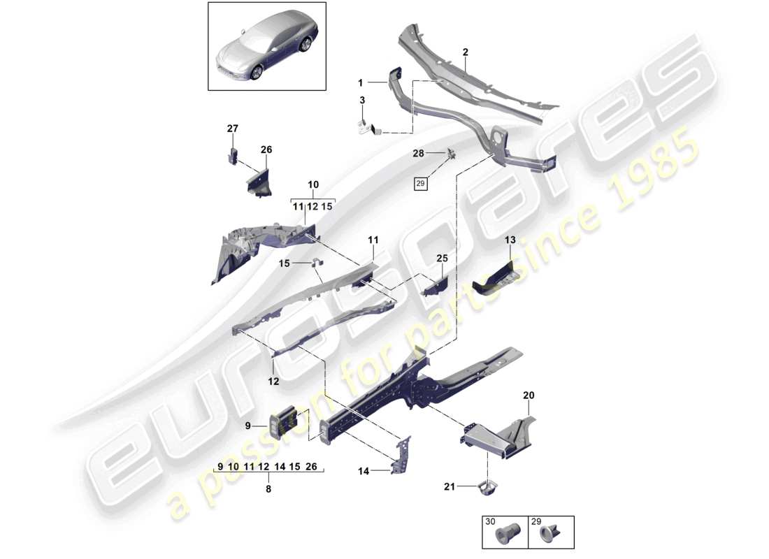 a part diagram from the porsche panamera parts catalogue